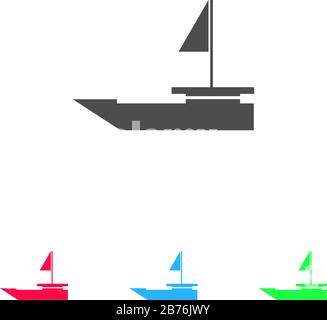 Yacht bateaux icône plat. Pictogramme de couleur sur fond blanc. Symbole d'illustration vectorielle et icônes bonus Illustration de Vecteur