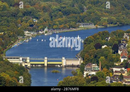 Lac Baldeney à Essen, 30.09.2012, vue aérienne, Allemagne, Rhénanie-du-Nord-Westphalie, région de la Ruhr, Essen Banque D'Images