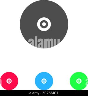 Icône d'enregistrement vinyle plate. Pictogramme de couleur sur fond blanc. Symbole d'illustration vectorielle et icônes bonus Illustration de Vecteur