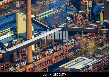 , patinoire de la cokante Zeche Zollverein à Essen, 28.12.2014, vue aérienne, Allemagne, Rhénanie-du-Nord-Westphalie, région de la Ruhr, Essen Banque D'Images