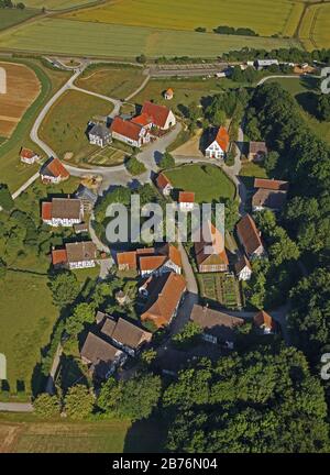 , musée en plein air LWL à Detmold, Paderborner Dorf, 27.06.2011, vue aérienne, Rhénanie-du-Nord-Westphalie, région de la Ruhr, Dorsten, Detmold Banque D'Images