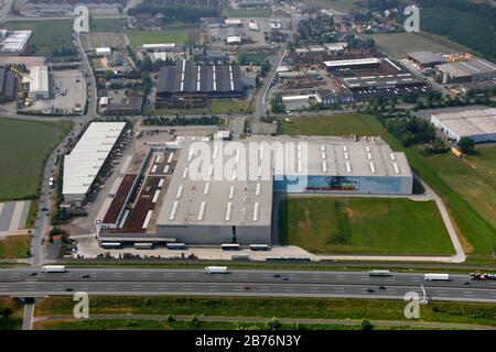 , Centre de logistique des pièces CLAAS à Hamm, 21.05.2011, vue aérienne, Allemagne, Rhénanie-du-Nord-Westphalie, région de la Ruhr, Hamm Banque D'Images