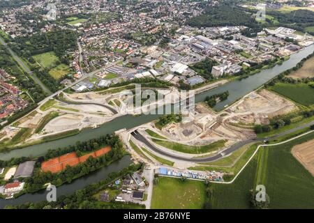 , chantier pour le troisième Emscherdurchlass à Henrichenburg, 07.08.2012, vue aérienne, Allemagne, Rhénanie-du-Nord-Westphalie, Ruhr Area, Castrop-Rauxel Banque D'Images