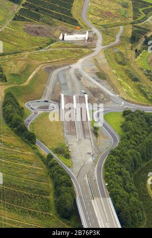 autoroute A 46 à Bestwig à Sauerland, 12.07.2012, vue aérienne, Allemagne, Rhénanie-du-Nord-Westphalie, Sauerland, Bestwig Banque D'Images