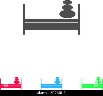 Lit avec oreillers icône plat. Pictogramme de couleur sur fond blanc. Symbole d'illustration vectorielle et icônes bonus Illustration de Vecteur