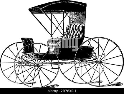 Représente Buggy, un cheval américain, chariot à quatre roues, se réfère à un léger, simple, transport de deux personnes de la fin du 18ème, 19ème et début du 20ème centenaire Illustration de Vecteur