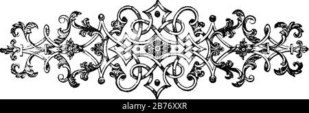 Motif décoratif de feuilles de fleurs avec différents arrangements de lignes, dessin vintage de ligne ou illustration de gravure. Illustration de Vecteur