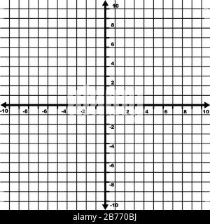 Une grille/un graphique xy avec des lignes de grille sont affichés. C'est le système de coordonnées cartésien avec des incréments égaux de -10 à 10 marqué, dessin de ligne vintage o Illustration de Vecteur