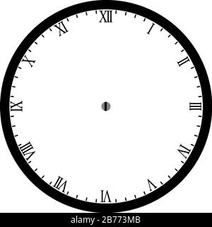 L'image représente une face en 24 heures avec des chiffres romains ne montrant aucune heure, dessin de ligne vintage ou illustration de gravure. Illustration de Vecteur