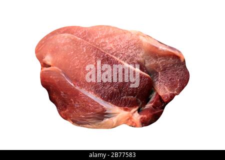 viande, boeuf à la viande, porc à la viande, pain ou viande crue de tas, isolée sur fond blanc Banque D'Images