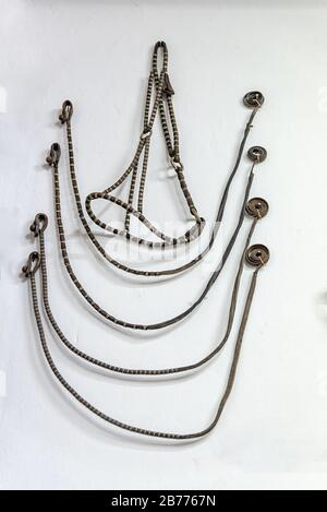 Ceintures ou sangles traditionnelles de peuples indigènes et gauchos de la région Argentine Banque D'Images