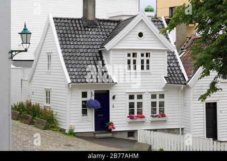 Vieille maison de bois, Gamla Stan (vieille ville), la ville de Bergen, Norvège, du comté de Hordaland Banque D'Images