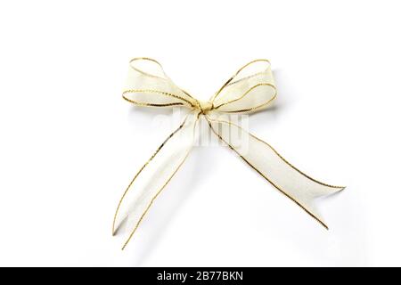 Ruban, ruban doré sur blanc, ruban or de luxe pour carte de fond de certificat Banque D'Images