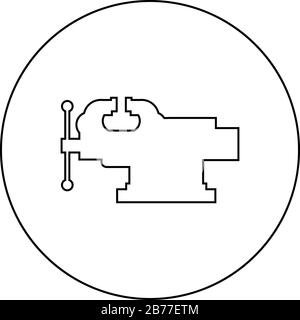 Vice Jaw Vice réparer l'icône de l'outil de serrage dans le cercle autour du contour noir illustration vectorielle style plat image simple Illustration de Vecteur