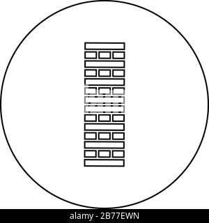 Blocs pilier en brique dans le jeu pile pour la maison adulte et les enfants loisirs Jeux de conseil icône en bois dans le cercle autour contour noir vecteur de couleur Illustration de Vecteur