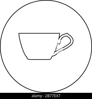 Icône tasse à thé dans le cercle contour rond noir illustration vectorielle style plat image simple Illustration de Vecteur