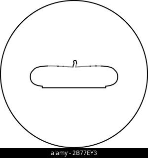 Beret pour artiste icône en cercle rond contour noir illustration vectorielle style plat image simple Illustration de Vecteur