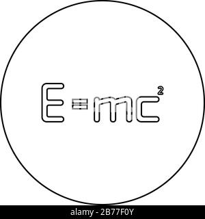 E=mc carré Formule d'énergie loi physique E=mc signe e Egale mc 2 concept d'éducation théorie de la relativité icône dans le cercle contour noir couleur Illustration de Vecteur