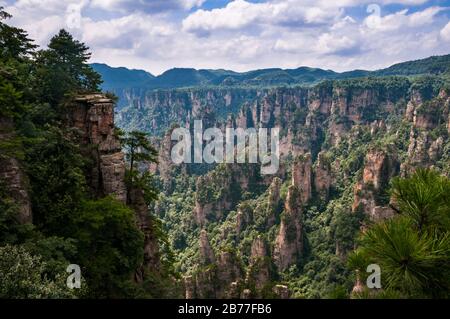 Vue de Tianzishan dans le parc forestier national de Zhangjiajie. La province du Hunan, en Chine. Banque D'Images