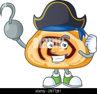 Dessin animé pirate d'une main style de rouleau suisse portant un chapeau Illustration de Vecteur