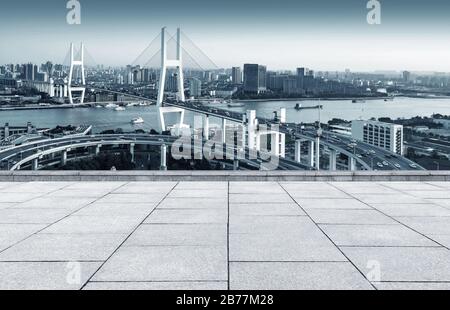 Beau pont Nanpu, traversée de la rivière Huangpu, Shanghai, Chine. Banque D'Images