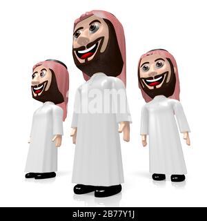 Trois personnages arabes de dessin animé Banque D'Images