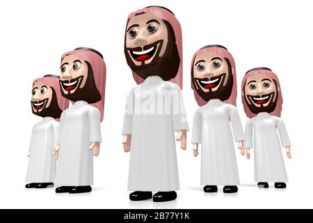 Cinq personnages arabes de dessin animé Banque D'Images