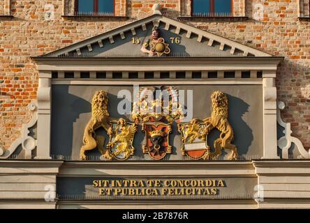 Bass relief à la porte Steintor à Rostock, Mecklembourg-Poméranie occidentale, Allemagne Banque D'Images