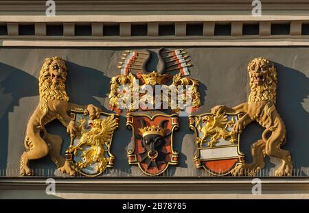 Bass relief à la porte Steintor à Rostock, Mecklembourg-Poméranie occidentale, Allemagne Banque D'Images