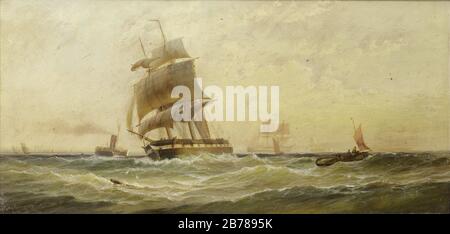 George Gregory - En Descendant la Manche dans un vent équitable alors qu'elle dégage la poupe du ferry. Banque D'Images