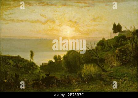 George Inness - Lac Albano, Coucher De Soleil Banque D'Images