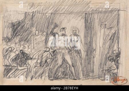 George Romney - la scène de banquet - «Macbeth» Banque D'Images