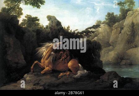 George Stubbs - Lion Dévorer Un Cheval Banque D'Images