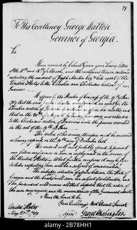 Lettre George Washington George Walton. Banque D'Images