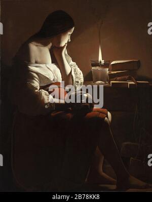 Georges de la Tour - la Magdalen avec la flamme du tabac, vers 1635-1637. Banque D'Images