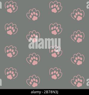 Joli motif animaliste sans coutures avec imprimé chat ou chien sur fond gris Illustration de Vecteur