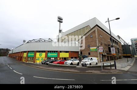 Vue générale à l'extérieur de Carrow Road, stade du Norwich City Football Club, suite à l'annonce d'hier que la Premier League a suspendu tous les matches jusqu'au samedi 4 avril 2020. Banque D'Images