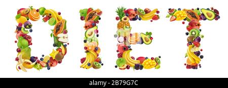 Mot régime fait de différents fruits et baies Banque D'Images