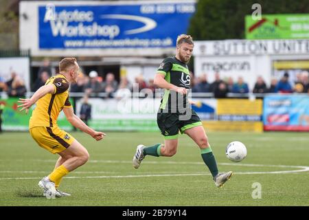 Sutton, Royaume-Uni. 14 mars 2020. Nicky Featherstone de Hartlepool United lors du match de la Ligue nationale de Vanarama entre Sutton United et Hartlepool United au Knights Community Stadium, Gander Green Lane, Sutton le samedi 14 mars 2020. (Crédit: Paul Paxford | MI News) SUTTON, ANGLETERRE - 14 MARS la photographie ne peut être utilisée qu'à des fins de rédaction de journaux et/ou de magazines, licence requise pour un usage commercial crédit: Mi News & Sport /Alay Live News Banque D'Images