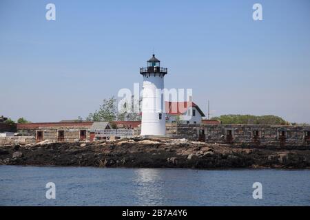 Phare du port de Portsmouth, Fort Point Light, Fort Constitution, New Castle, New Hampshire, New England, USA Banque D'Images