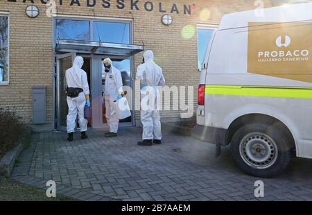 Linkoping, Suède 20200314 une école de Linköping, Suède, qui a été nettoyée par le personnel de nettoyage depuis qu'un cas du virus corona (covid-19) a été découvert vendredi. Photo Jeppe Gustafsson Banque D'Images
