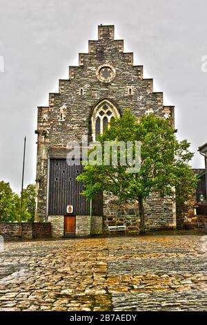 Forteresse de Bergenhus à Bergen, Norvège. Situé à l'entrée du port de Bergen, le château est l'un des plus anciens et des mieux conservés Banque D'Images