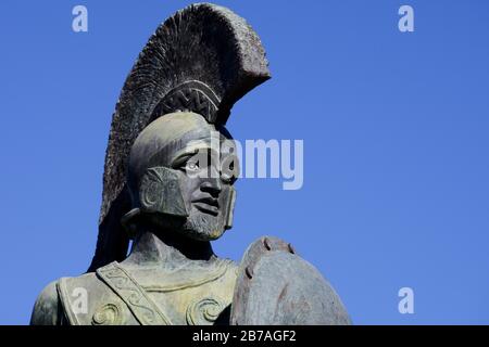 La statue du roi Léonidas à Sparta Grèce Banque D'Images