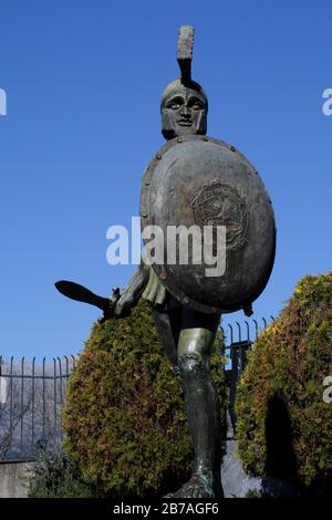 La statue du roi Léonidas à Sparta Grèce Banque D'Images