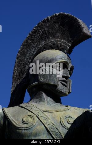 La statue du roi Léonidas à Sparta Grèce Banque D'Images