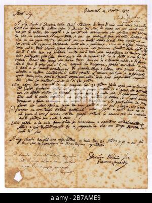 Giacomo Leopardi - lettre à l'éditeur Antonio Stella - 1817-11-14 - recto. Banque D'Images