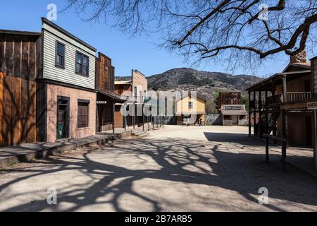 Agoura Hills, Californie, États-Unis - 26 février 2012 : ville de cinéma historique de l'ouest appartenant au US National Park Service à Paramount Ranch. Banque D'Images