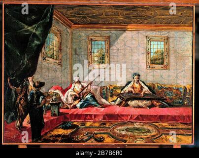 Giovanni Antonio Guardi; Francesco Guardi - Deux Odalisques Jouant De La Musique Dans Le Harem Banque D'Images