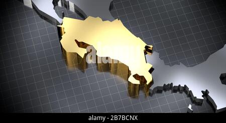 Costa Rica - forme de pays - illustration tridimensionnelle Banque D'Images