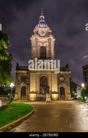 La cathédrale Saint-Philippe de Birmingham la nuit Banque D'Images